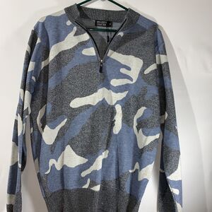 Marx & Dutch Camouflage Sweater 1/4 Zip Mens Size M NWOT